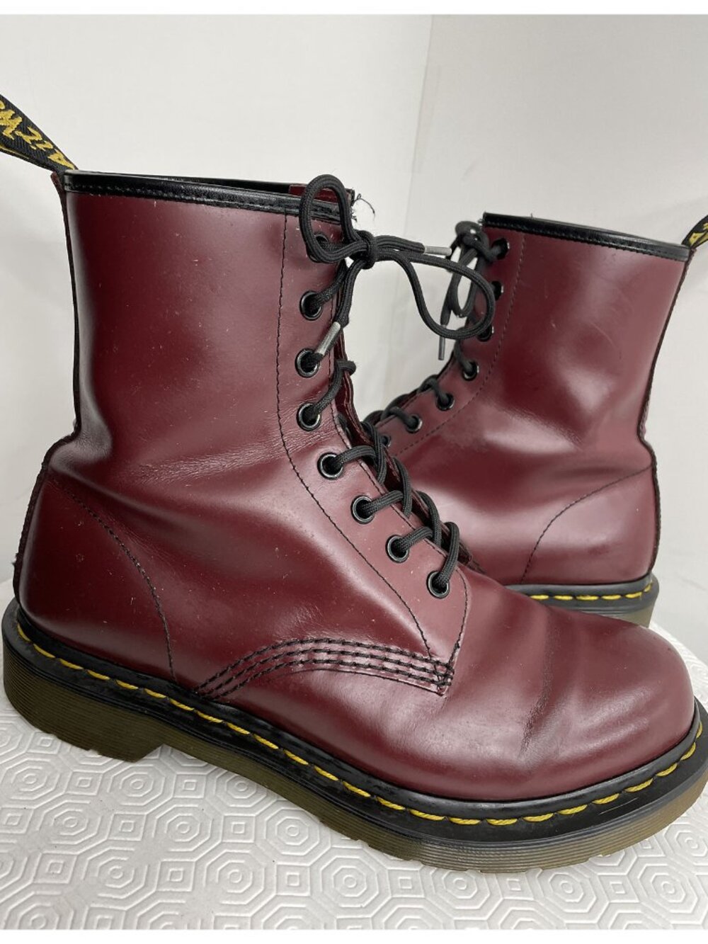 Dr. Martens 1460 Cherry Red Leather Ankle Combat Boots Unisex Women's 10 Men's 9
